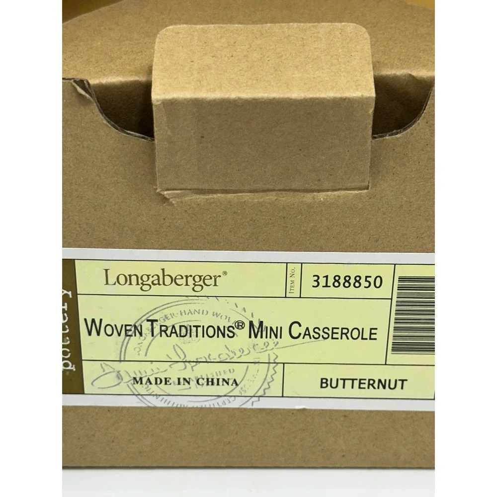 Longaberger Woven Traditions Mini Casserole Butternut Yellow Pottery Dish Lid